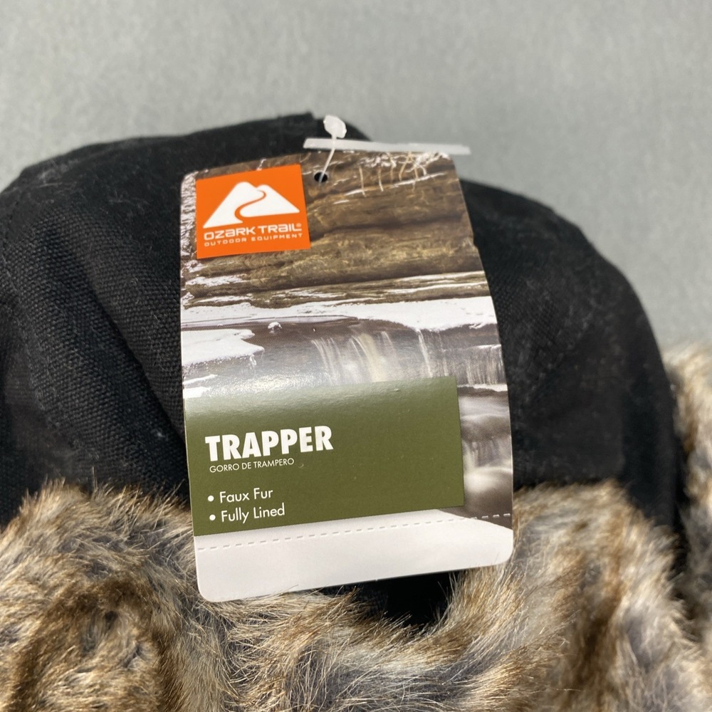 Ozark Trail Men's Wmen Trapper Hat Black Faux Fur Lined Winter Hat New One Size - Picture 2 of 6